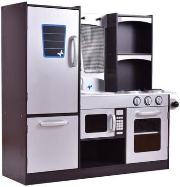Costway Kids Wooden Modern Kitchen Cooking Pretend Play Set