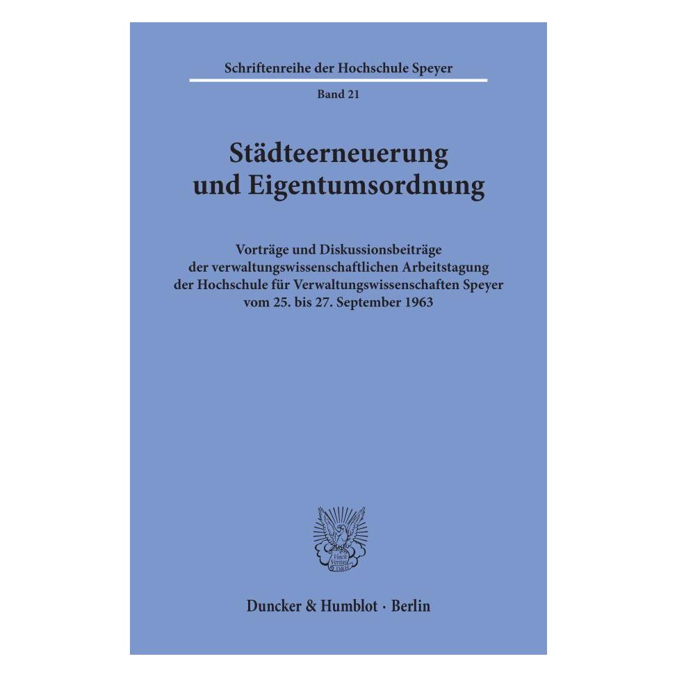 Duncker & Humblot Städteerneuerung und Eigentumsordnung. (Deutsch, Softcover) (55343235)