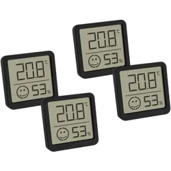 TFA Digitales Thermo-Hygrometer 30.5053.01.02, 4 Stück, schwarz, Thermometer + Hygrometer, Schwarz