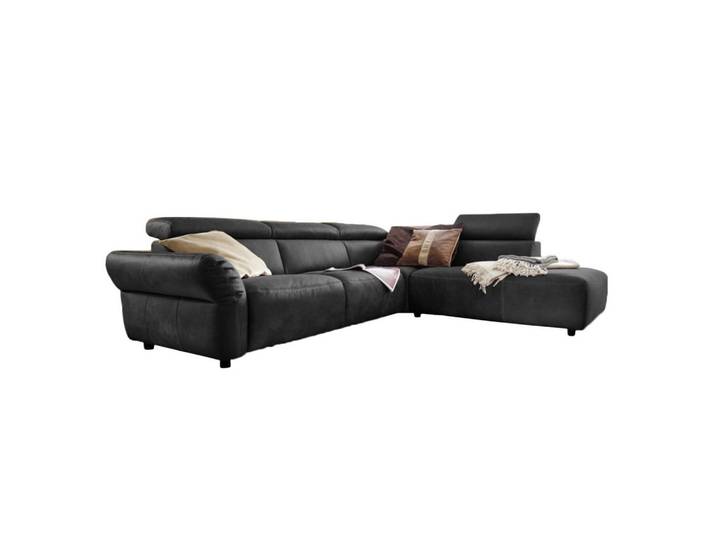 Kawola Ecksofa Motor. Sitzvorzug Riso Schwarz Leder, Füllung: Schaumstoff, L-Form, 263x240 cm, Wohnzimmer, Sofas & Couches, Wohnlandschaften, Ecksofas