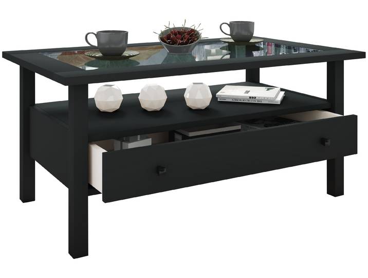 Couchtisch VCM Holz Sofatisch Couchtisch Schublade Lingis L , schwarz, B:90cm T:54cm, Tische, Couchtisch
