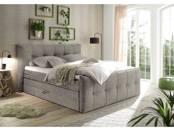 Boxspringbett Sachui 180 x 200cm Chenille Triss Grau