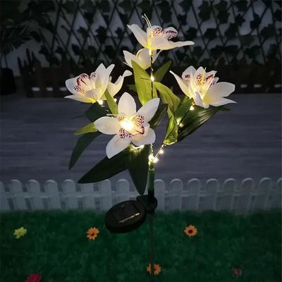 Inspired Living Solar Garden Orchid Lights Outdoor Lamp Solar Simulation Flower Decor white Orchid
