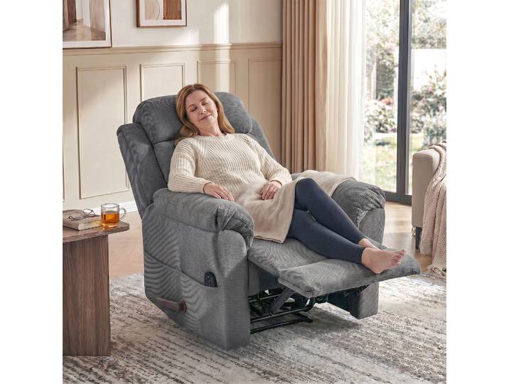 HOMCOM Fauteuil Relax Massant Chauffant Wall-Hugger Gris