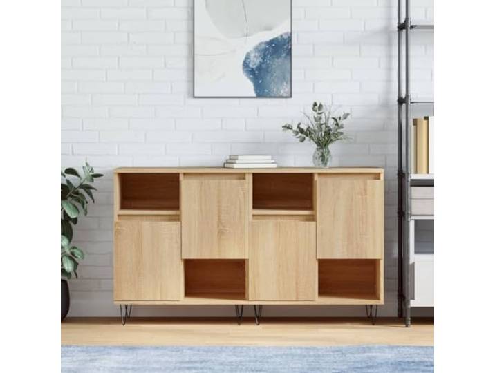 RJPLMFV Anrichte, 2-teilig, Eiche, Sonoma, Holz, Ingenierie Stabile Aufbewahrung, feuchtigkeitsbeständig, Wandbefestigung im Lieferumfang enthalten, glatte Oberfläche