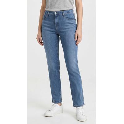 Straight-Jeans LEVI'S PLUS "314 Shaping Straight", Damen, Gr. 20 (52), Länge 32, smudged line, Denim/Jeans, Obermaterial: 80% Baumwolle, 14% Polyester, 6% Elasthan, lang, Jeans Straight-Jeans, in Baumwoll-Stretch, Topseller