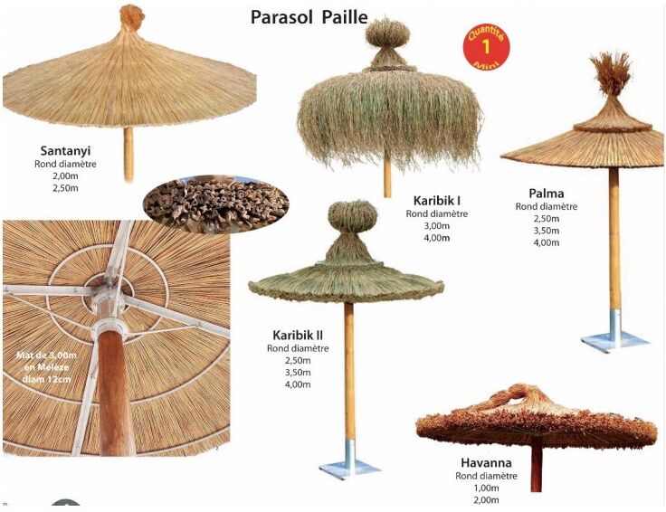 Parasol publicitaire en paille personnalisé