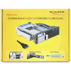 DeLOCK 5.25 Mobile Rack for 1 x 2.5 + 1 x 3.5 SATA HDD + 2 x USB 3.0 Ports - Mobiles Speicher-Rack - 2.5, 3.5 (6.4 cm, 47209