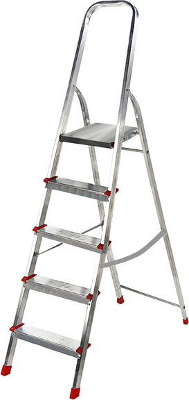 AgriEuro Premium Échelle en aluminium avec tréteau Alice 5, 5 marches, 1,71 m