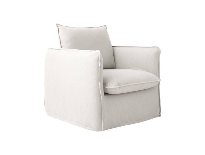 Fauteuil déhoussable en tissu effet lin naturel