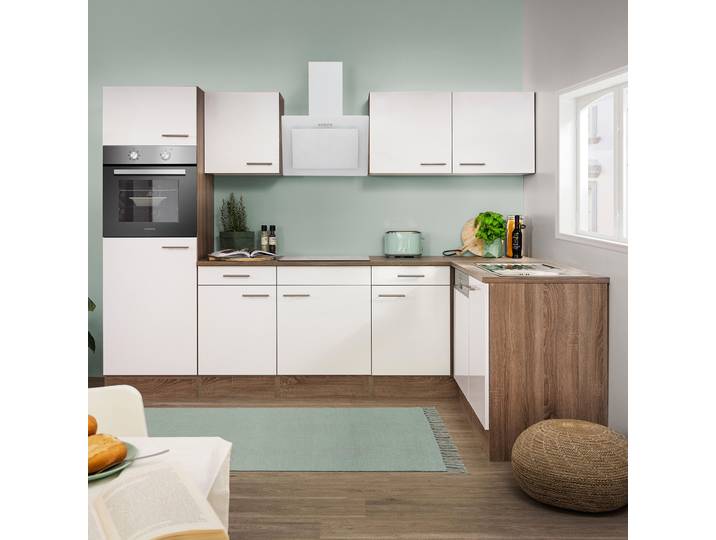 Cuisine d’angle Oliver III 280cm Blanc/Blanc