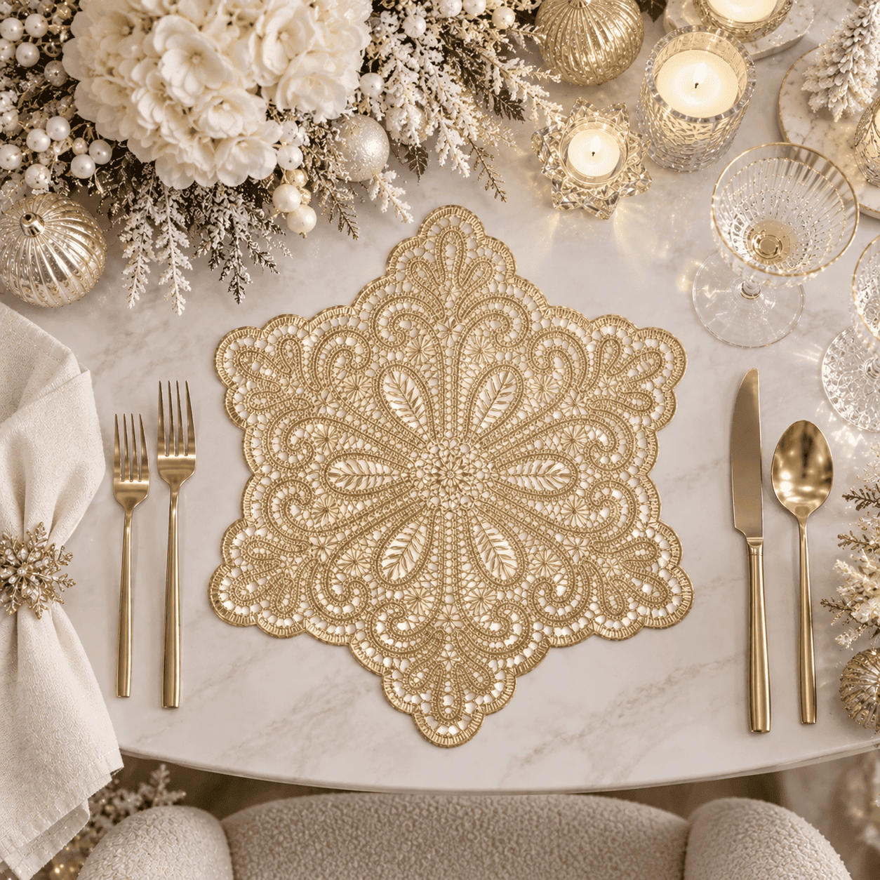 Noella Gold Snowflake Placemat