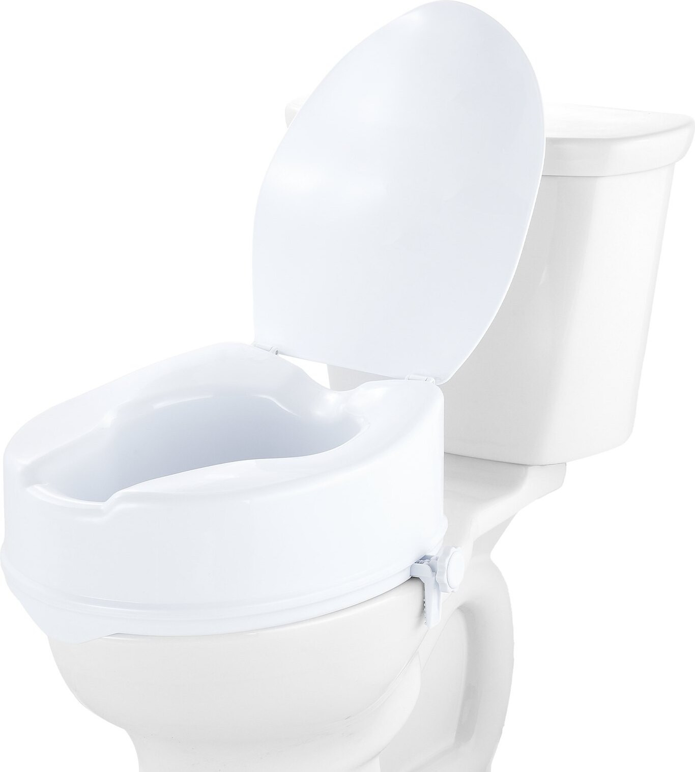 Zerbaco Universele toiletverhoger met toiletzitting en schroefstangvergrendeling, Wit, Hoogte: 15 cm