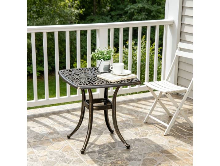 Table d'appoint de jardin légère en aluminium moulé, petite table de bistrot antirouille pour terrasse, balcon ou comme support décoratif pour plantes