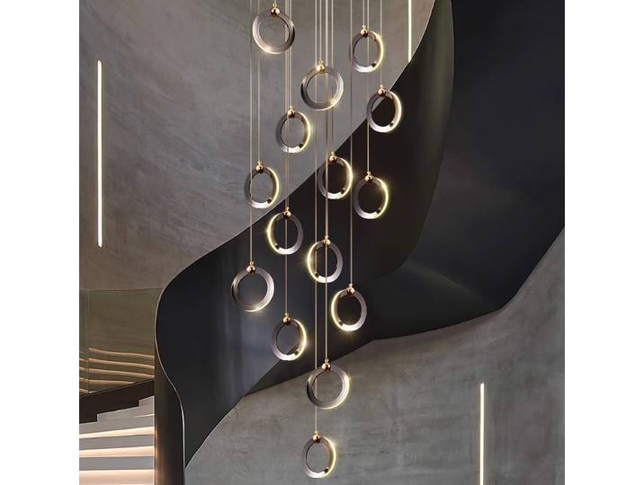 Lustre d'escalier en cristal moderne lumières éclairage intérieur plafonnier suspension led lustres pour salon éclairage intérieur