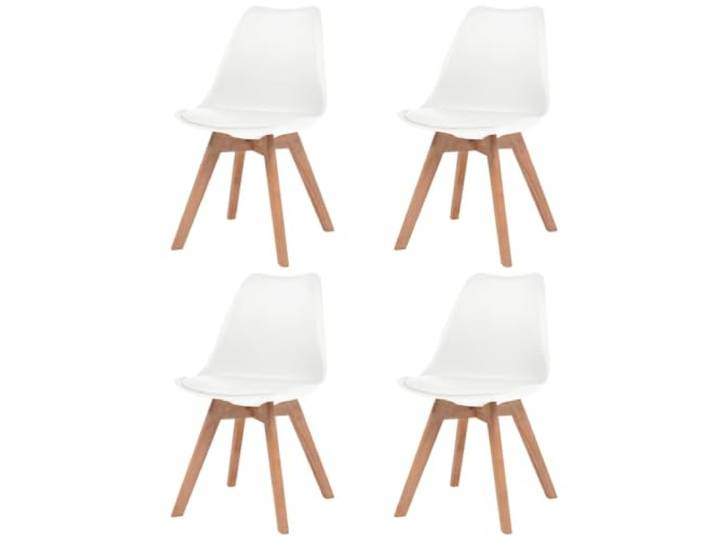 YUTAASU Esszimmerstühle 4 STK. Weiß Kunstleder Ergonomisches Design, Massivholzbeine, Robust, Langlebig, Einfache Montage