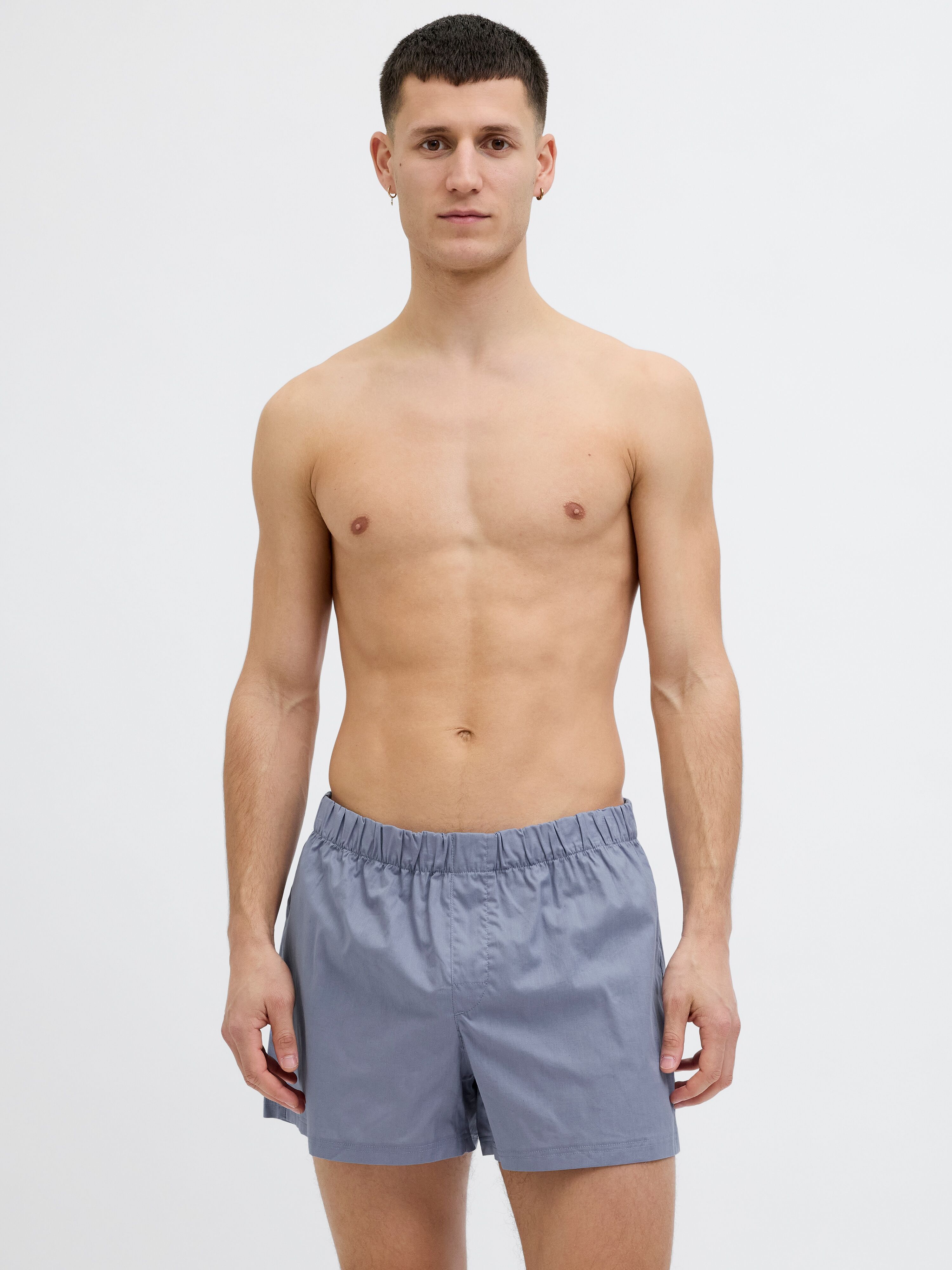 Boxershorts JACK & JONES "JACMILANO WOVEN BOXERS 5 PACK NOOS", Herren, Gr. M, 5 Stk., chambray blau pack:troposphere, city skyline, naval, schwarz, Jersey, Obermaterial: 100% Baumwolle, unifarben, Unterhosen Boxershorts chambray blau pack:troposphere, cit