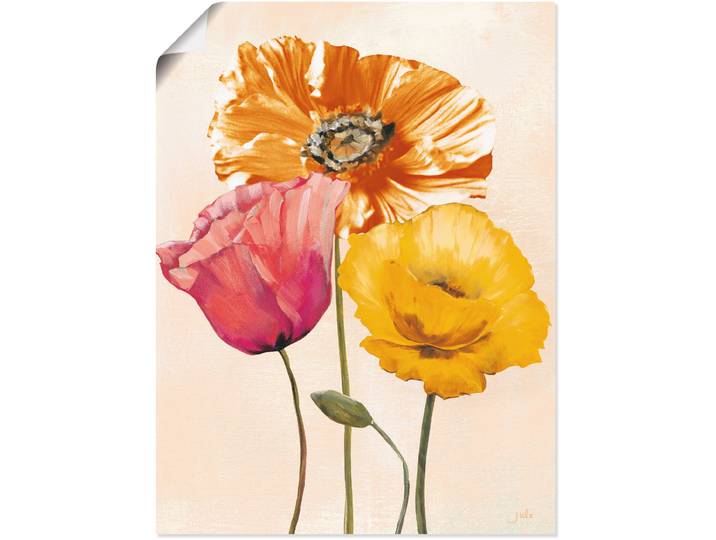 Wandbild ARTLAND Bunte Mohnblumen II , bunt (farbe bild(er): bunt), B:45cm H:60cm, Bilder, Wandbild, als Leinwandbild, Poster in verschied. Grössen