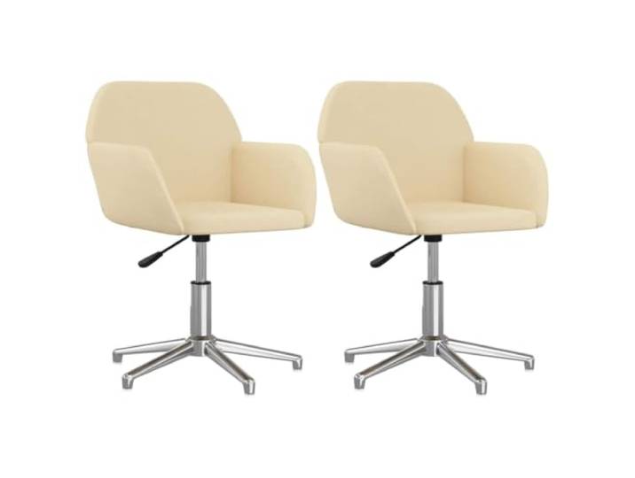 KGHERMDF Drehbare Esszimmerstühle 2er Set Creme Stoff 360 Grad Drehbar, Metallgestell, Sperrholzrahmen, Armlehnen, Belastbar bis 110 kg