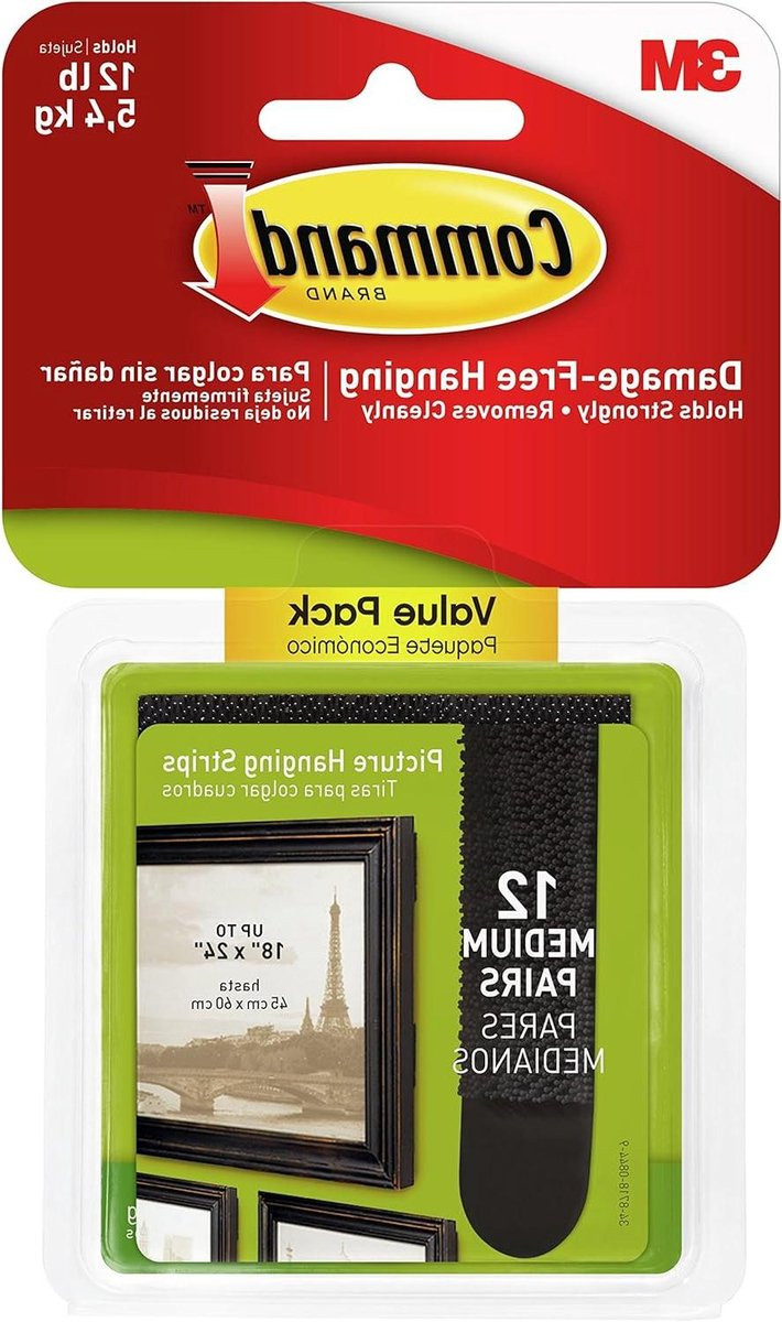 12 sets zwarte ophangstrips voor schadevrije decoratie en fotostrips