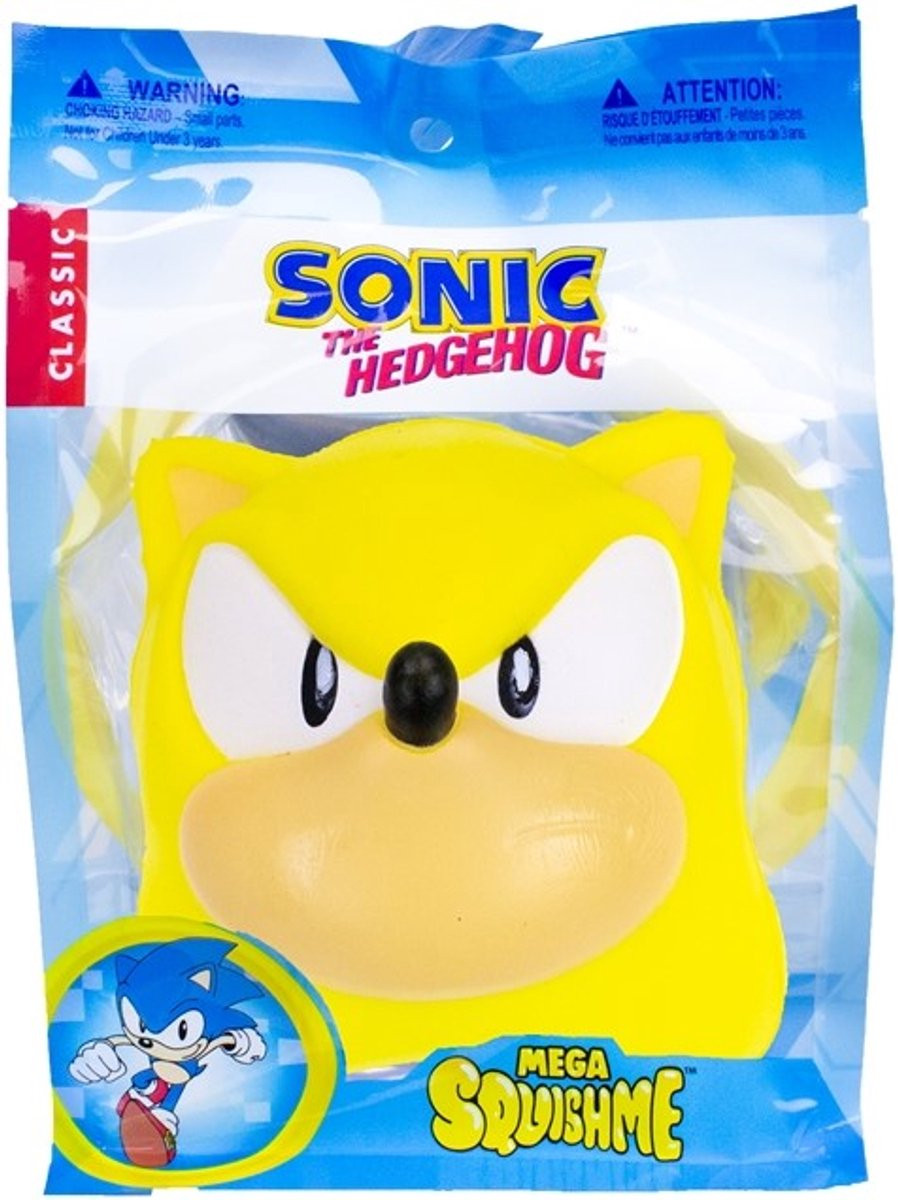 Just Toys Sonic the Hedgehog Mega Squishmallows Super Sonic Anti-Stress Figuur, 15 cm