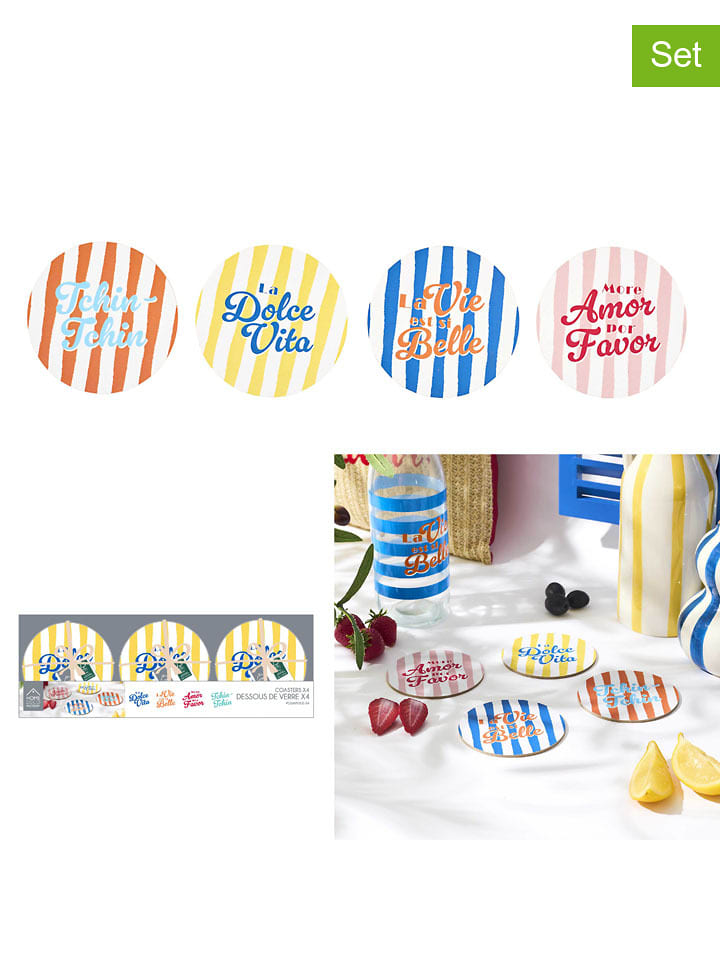 Summer Time 8er-Set: Untersetzer ''Dolce Vita'' in Bunt - Ø 10 cm - onesize