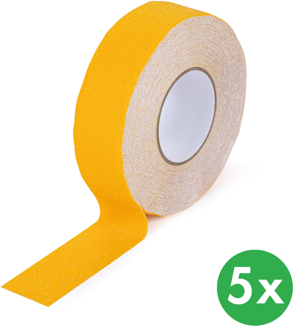B2B Partner Antirutschband, Grobkorn, 50 mm x 18,3 m, 5 Stk, gelb