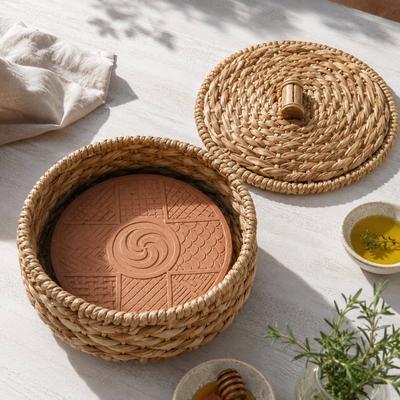 Eangee Home Design Bread Warmer Round Handmade Patterns Lidded Natural