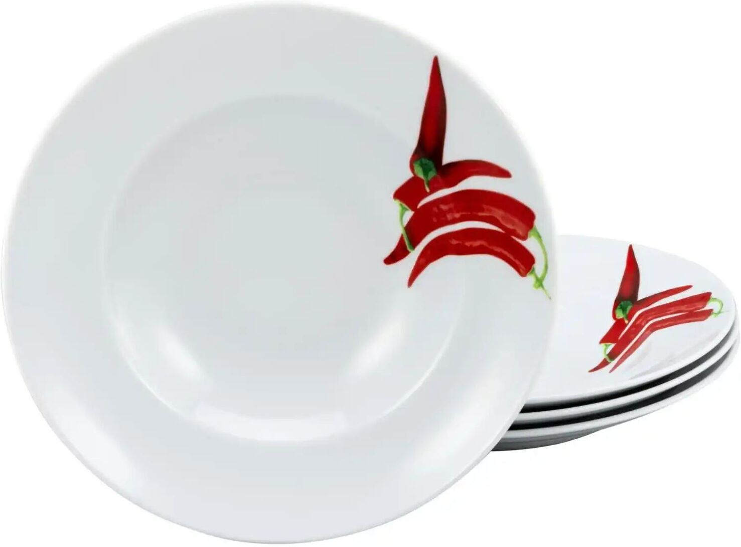 CreaTable Pastateller 4er Set Kräuter ¦ weiß ¦ Porzellan ¦ Maße (cm): B: 29,5 H: