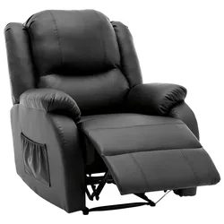 STILVORA Relaxsessel aus PU-Leder Schwarz 80x90x100 cm, manuelle Liegefunktion