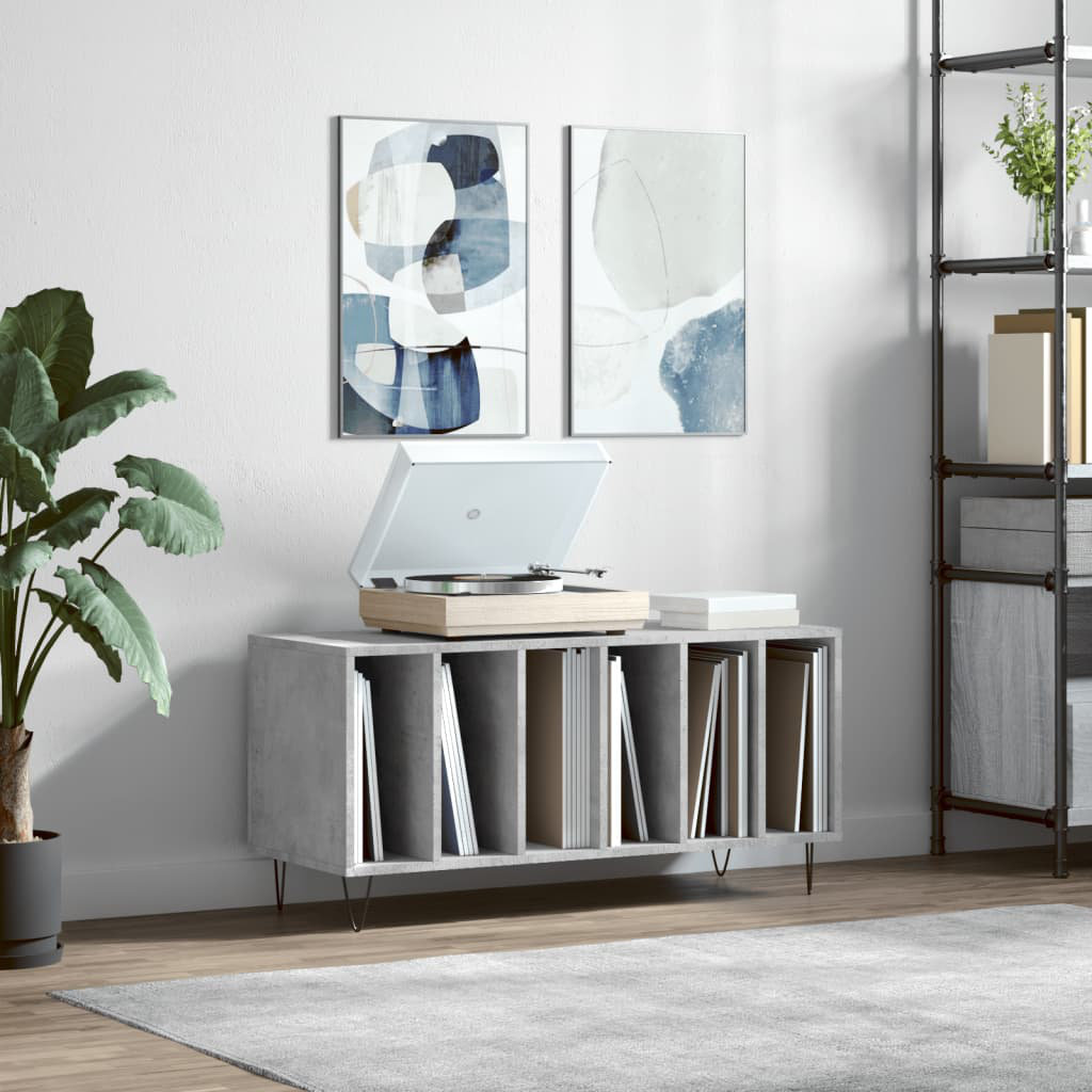 George Oliver Store and show off your vinyl records with this practical and classic record cabinet. Concrete Grey 48cm H X 100cm W X 38cm D