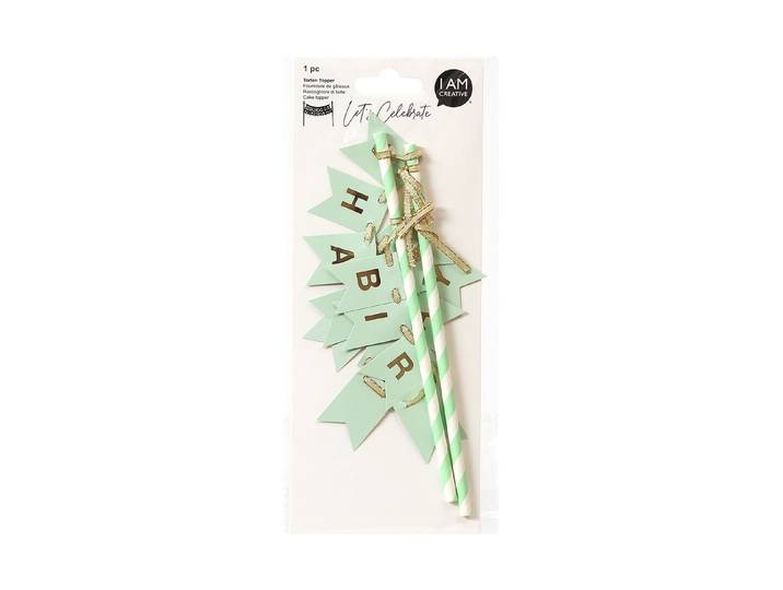 Torten Topper Birthday mint, 28 x 19.5 cm