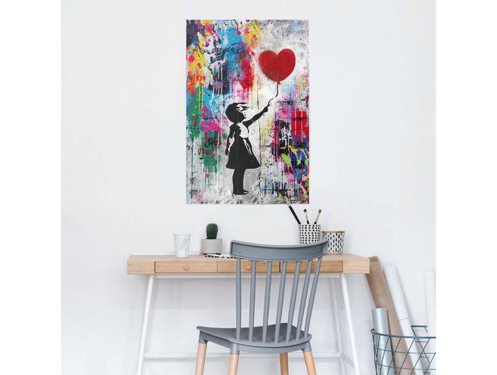 Poster REINDERS Concrete Balloon Girl , bunt (farbe bild(er): bunt), B:61cm H:91,5cm T:0,1cm, Holzwerkstoff, Bilder, Poster