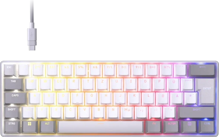 Corsair CLIPPER PRO MINI 60 Hall Effect Gaming Keyboard, Backlit RGB LED, CORSAIR MGX Core, WHT , PBT DS Keycaps