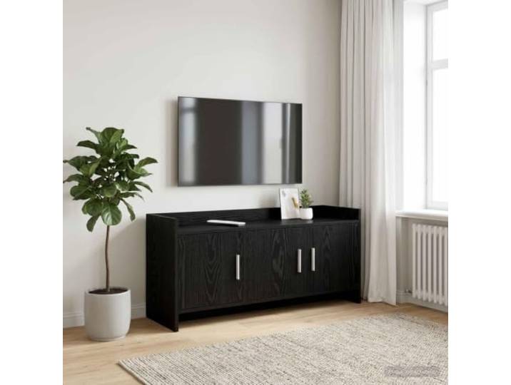 TV-Schrank 102 x 33 x 47 cm Schwarze Eiche Holzwerkstoff mit Metallgriffen Holzwerkstoff, Schwarze Eiche, Metallgriffe, einfache Montage, pflegeleichte Oberfläche, flaches Design