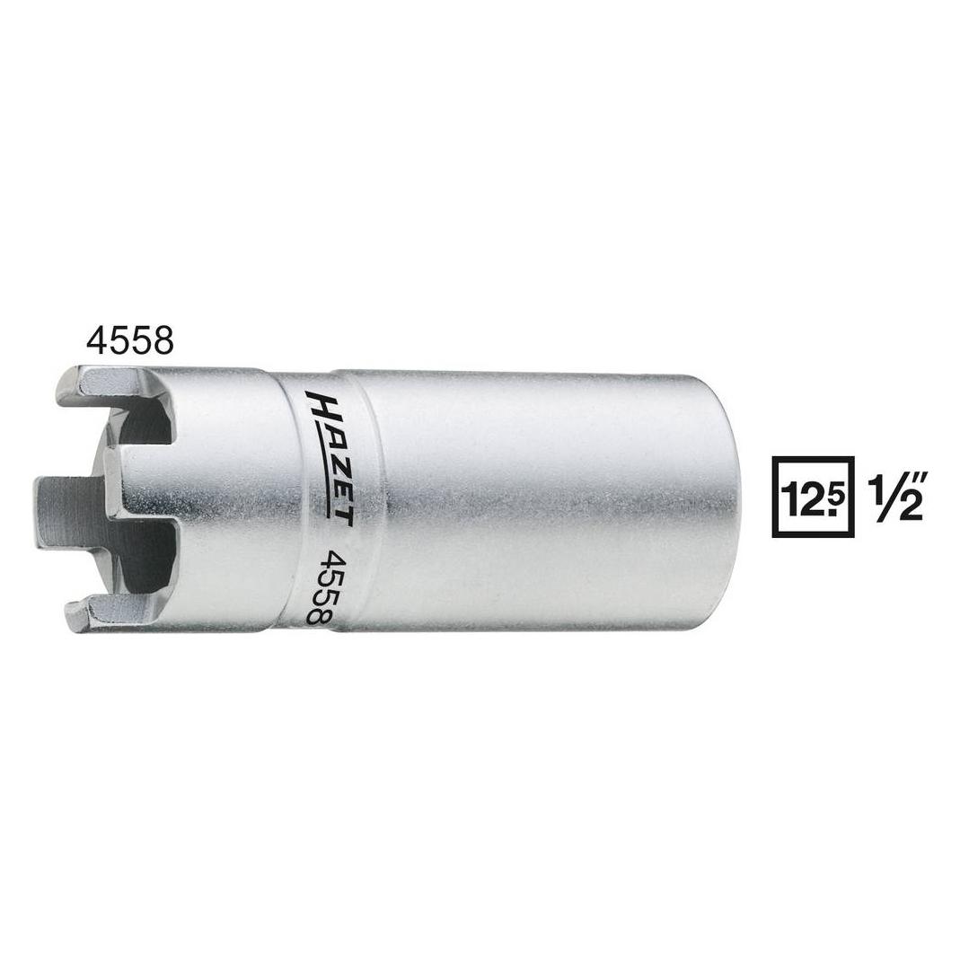 Hazet Druckmutter-Zapfenschlüssel 4558 - Vierkant hohl 12,5 mm (1/2 Zoll) - Gesamtlän (4558)