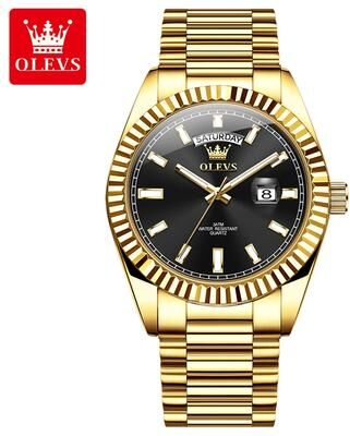 Fashion Sheath OLEVS Rose Gold Luxury Watch For Men gold Black