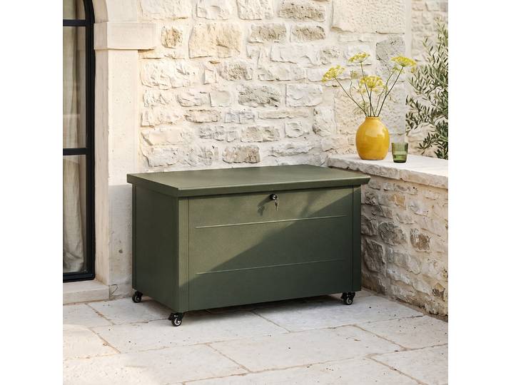 HABITAT - Coffre de jardin en métal 546 L - Vert olive - Liko