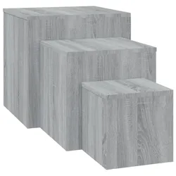 Décoshop26 - Set aus 3 Pflanzenständer-Beistelltischen aus Holzwerkstoff in Grau DEC032671