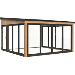 Palmako Glashaus Lumi 16,6 m2 Slide hellbraun tauchgrundiert
