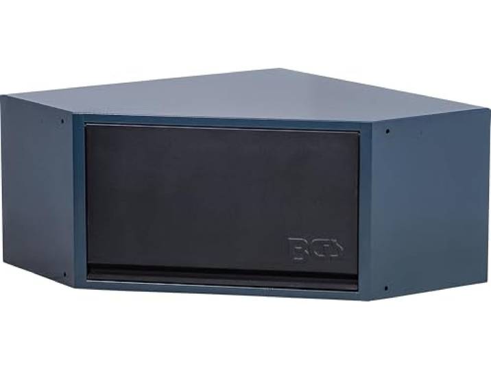 BGS 80206 Hängeschrank Frontklappe Eckelement Schrankwand-System freistehende Konstruktion Stahlblechkonstruktion pulverbeschichtet bis 30 kg belastbar Dämpfer