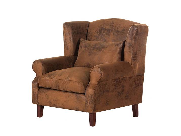 Fauteuil à oreilles Marron/Marron Tissu Bena 93 x 93 x 87cm