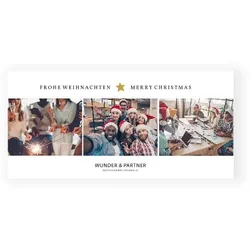 Weihnachtskarte: Goldener Stern mit Fotos in Weiß