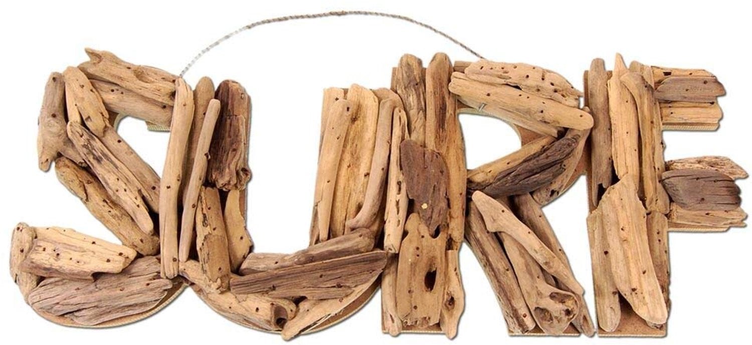 Houten wandbord met surf motief