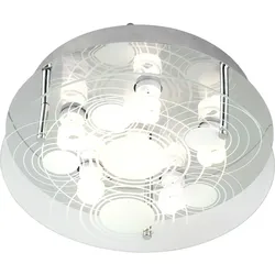 Deckenleuchte Glas satiniert Deckenlampe 6 Flammig Wohnzimmerleuchte Decke, 6x GU10 Fassungen, DxH 33x12,5 cm