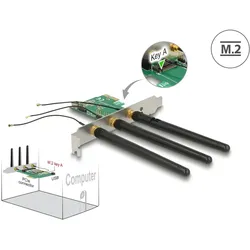 DELOCK PCI Expr Card M.2 Key A Slot int +3Ant. LowProfile