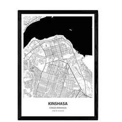POSTER Karte Von Kinshasa - Kongo A4 Rahmenlos
