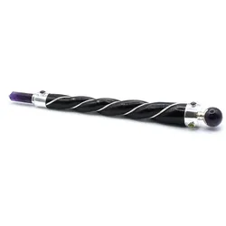Twisted Healing Wand - Silver Amethyst Sphere
