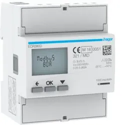 Hager ECR380D Energiezähler 3ph, direkt 80A, MODBUS, MID