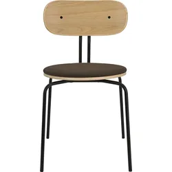 Curious Stuhl dunkelbraun mit gepolstertem Sitz mit schwarzen Beinen